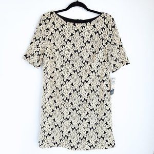 Adrianna Papell Petite Bateau Neck Dress Womens 14P Stitch Floral Back Zip New